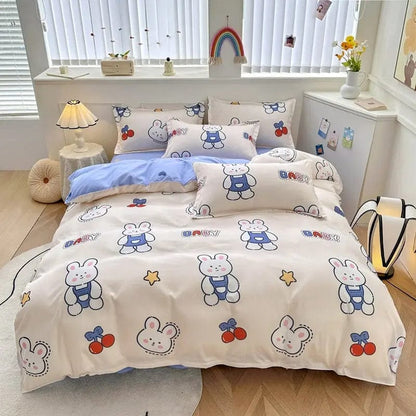 4-Piece Printed Bedding Set – Soft Sanded Cotton, Multiple Sizes Cute Rabbit Baby / 1M 3pc by Simple Homes