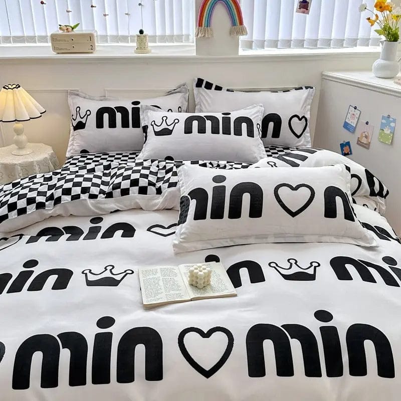 4-Piece Printed Bedding Set – Soft Sanded Cotton, Multiple Sizes Infatuation / 1M 3pc by Simple Homes