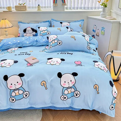 4-Piece Printed Bedding Set – Soft Sanded Cotton, Multiple Sizes Pom Pom Purin / 1M 3pc by Simple Homes