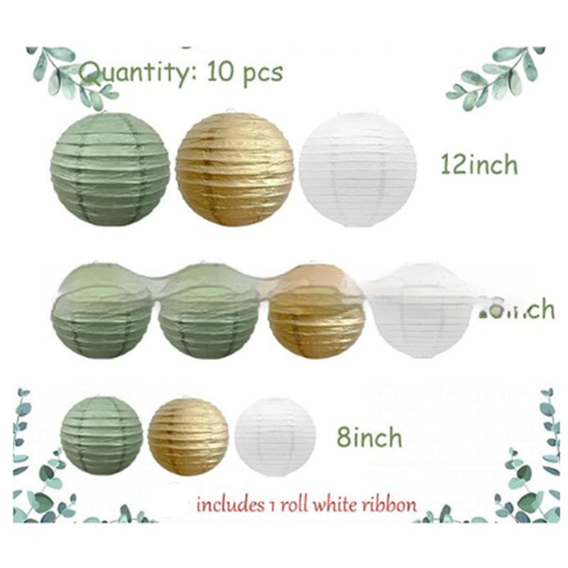 Verdant Bloom Paper Decor set-Lantern & Flowers