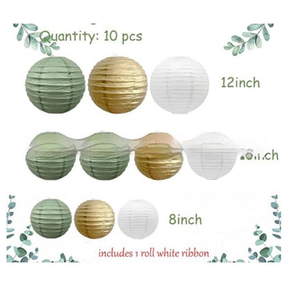 Verdant Bloom Paper Decor set-Lantern & Flowers