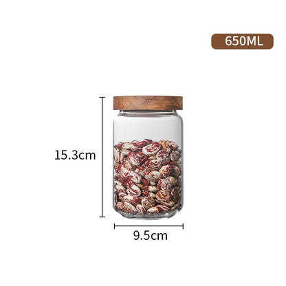 Glass Storage Jars with Wooden Lids – Airtight Borosilicate Kitchen Containers