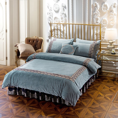 Luxury Korean-Style Quilted Bed Skirt Set (4 Pieces)
