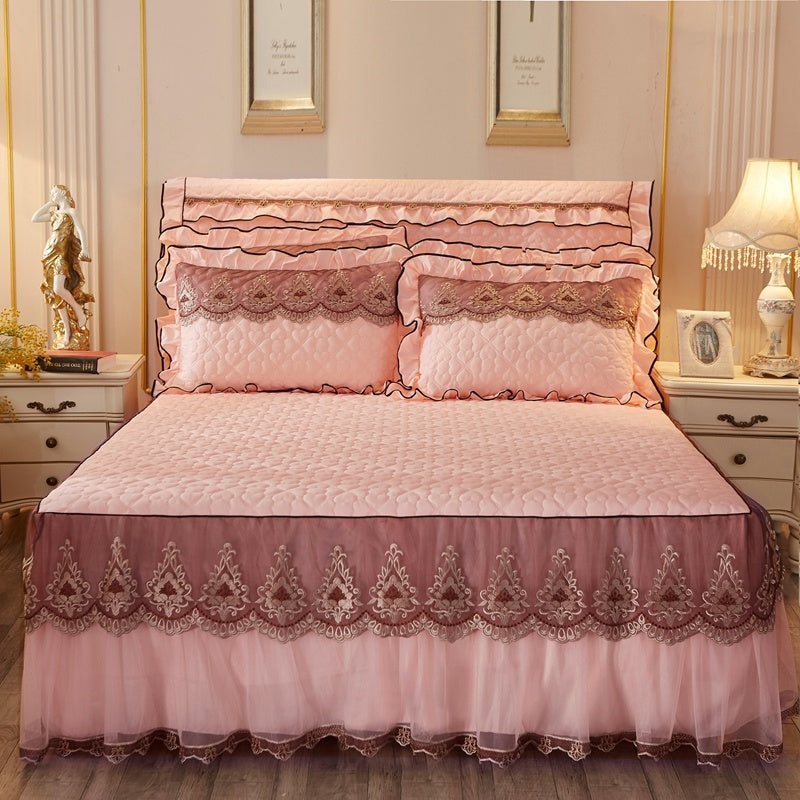 Elegant Skirted Non-Slip Bed Cover Set