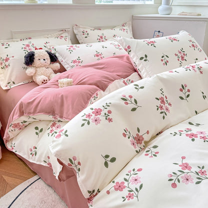 4-Piece Printed Bedding Set – Soft Sanded Cotton, Multiple Sizes