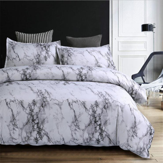 Marble Luxe Duvet Cover Set – 3 Piece Bedding with Pillowcases, Soft Polyester Twill