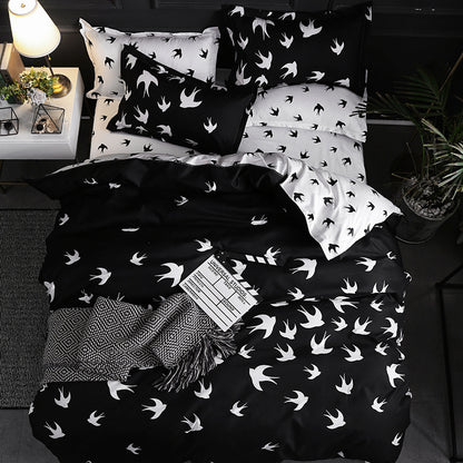 Geometric Pattern Quilt Cover Set with Pillowcases – Antibacterial Ramie Bedding