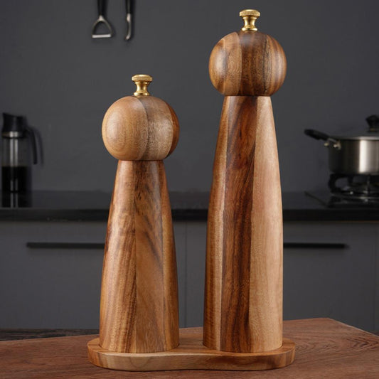 Nordic Acacia Wood Grinder – Ceramic Core Mill for Salt & Pepper