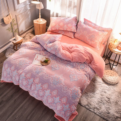 Elegant Bloom – 4-Piece Floral Bedding Set (Soft Polyester)