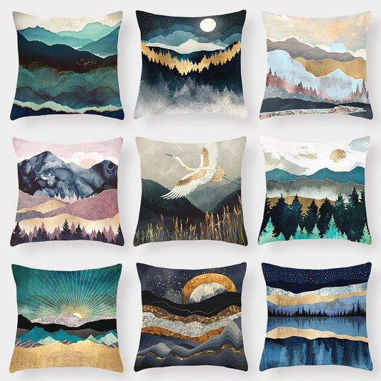 Scenic Landscape Decorative Cushion Cover – Boho Modern Pillowcase