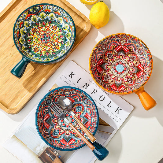 Floral Whispers — Vintage Glazed Handle Bowl (400ml)