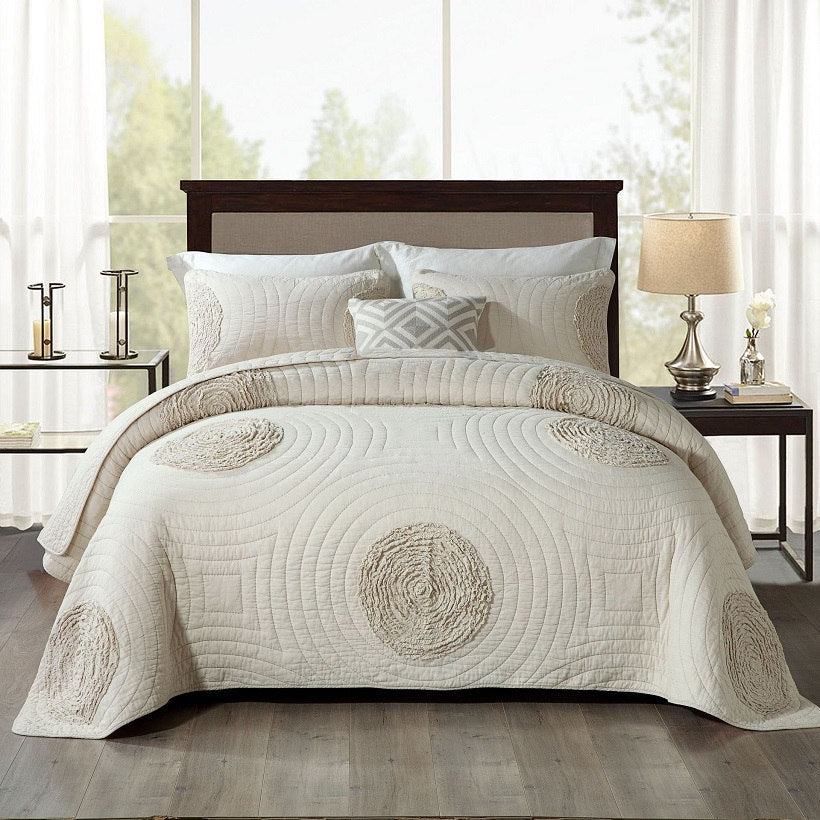 Botanical Whisper – Pure Cotton Quilted 3-Piece Bedding Set