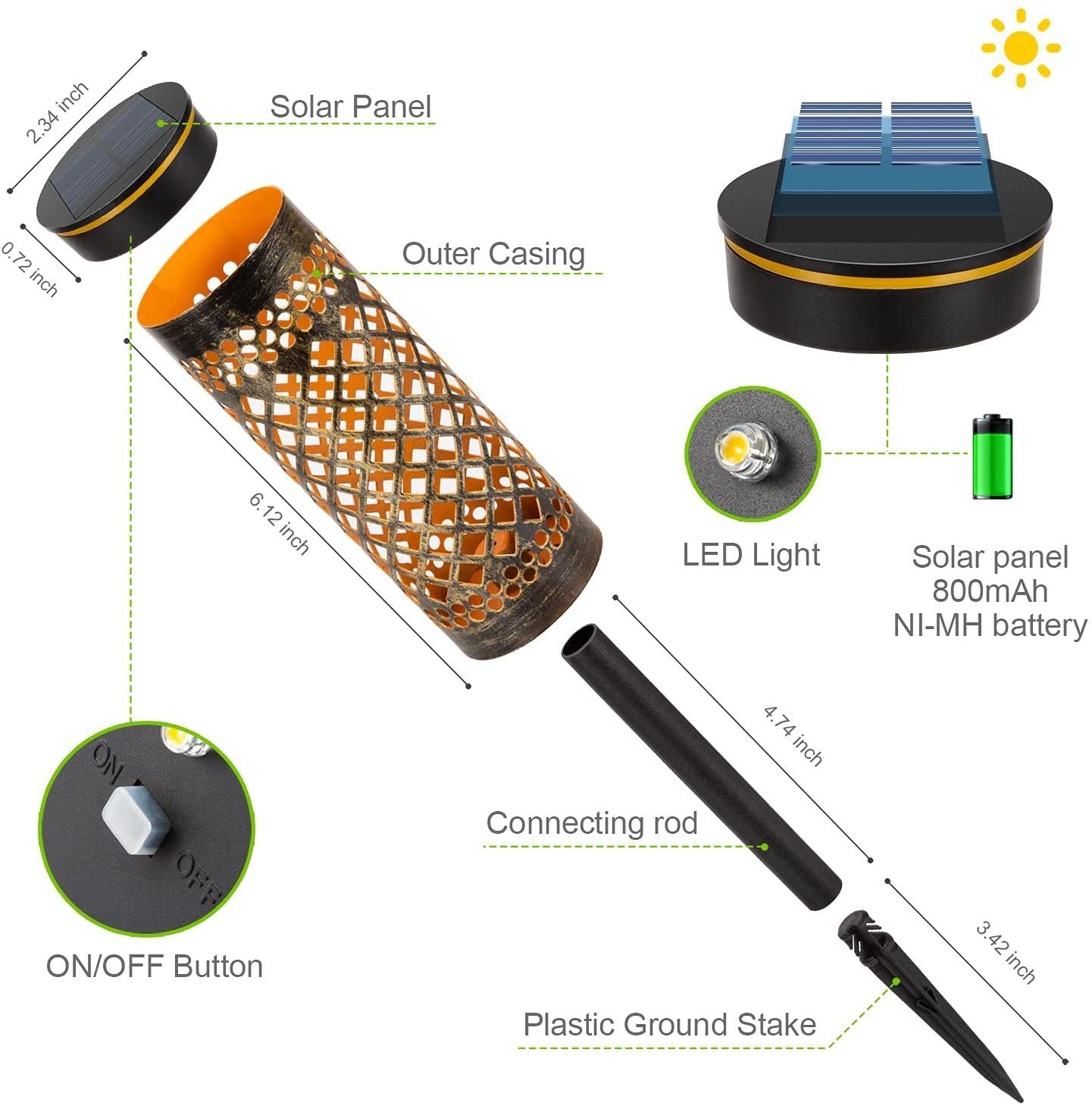 SolarGlow™ Decorative Metal Lawn Lamps – Waterproof Garden Lights