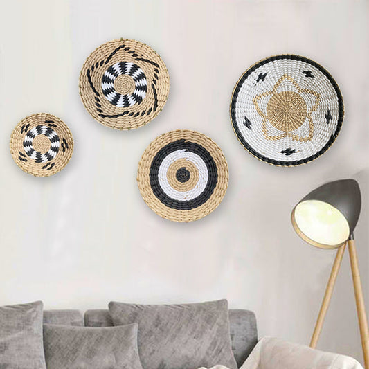 Boho Woven Wall Art Set- Handmade Rattan & Macrame Decor