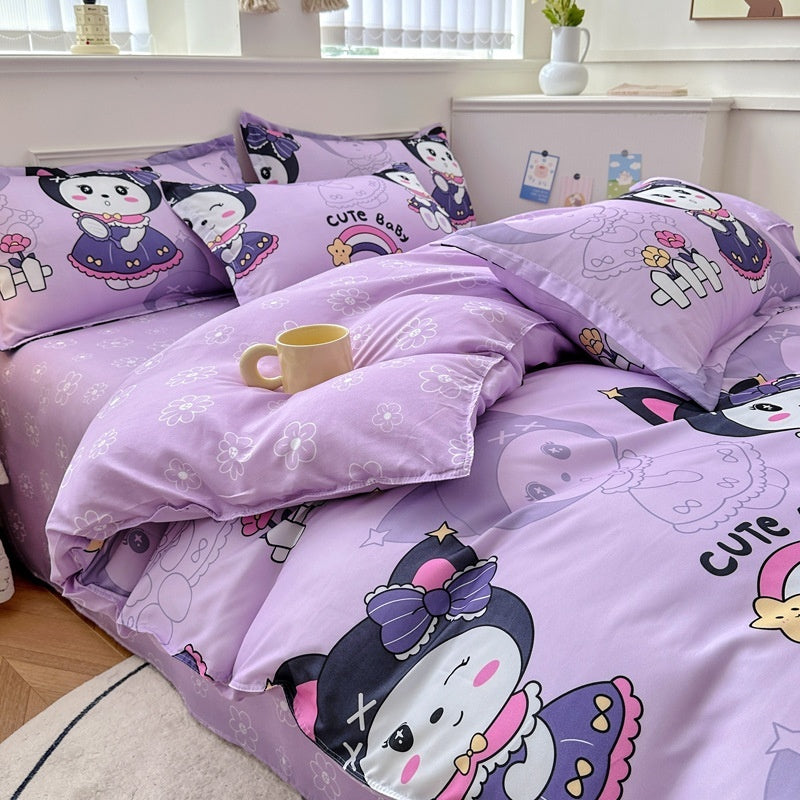 4-Piece Printed Bedding Set – Soft Sanded Cotton, Multiple Sizes