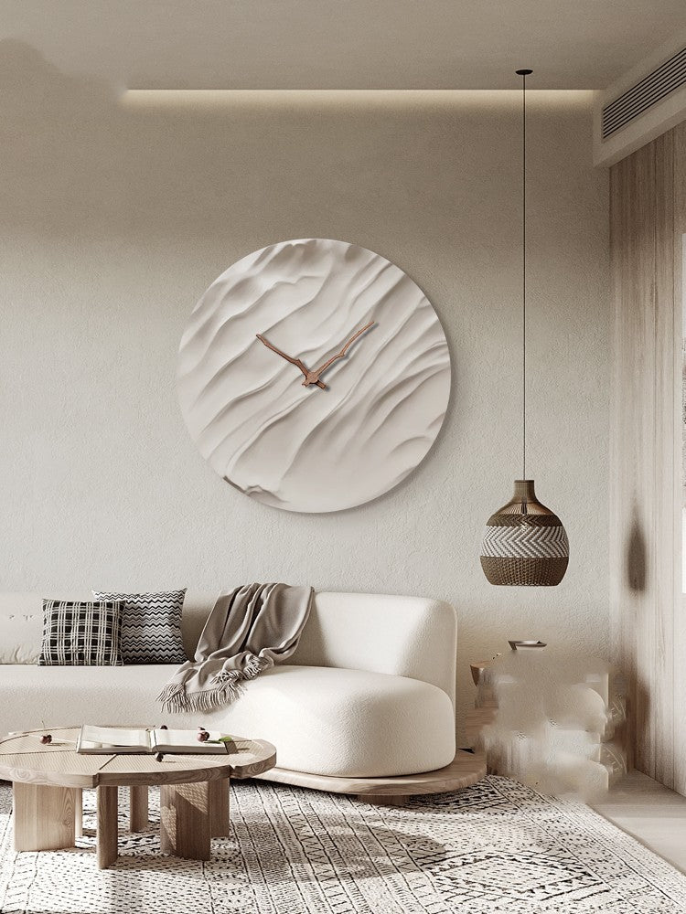 Aurora Carved Porcelain Wall Clock – Walnut Wood Hands