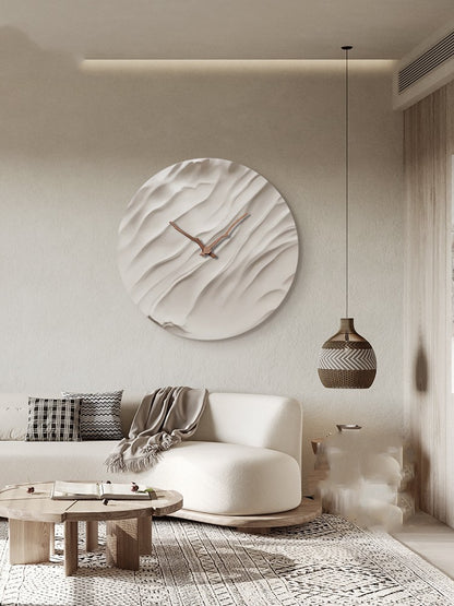 Aurora Carved Porcelain Wall Clock – Walnut Wood Hands