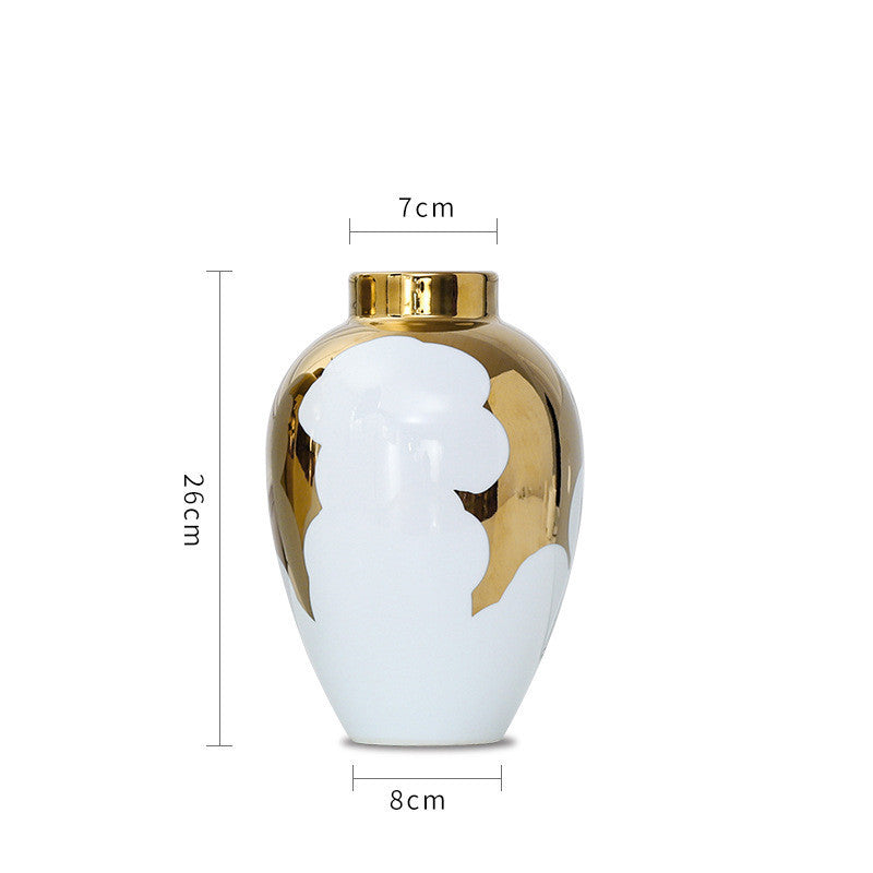 Aurora Glaze Porcelain Vase – Luxe White & Gold