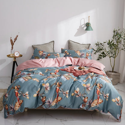 Floral Garden Pure Cotton 4-Piece Bedding Set – American Style Comfort & Elegance