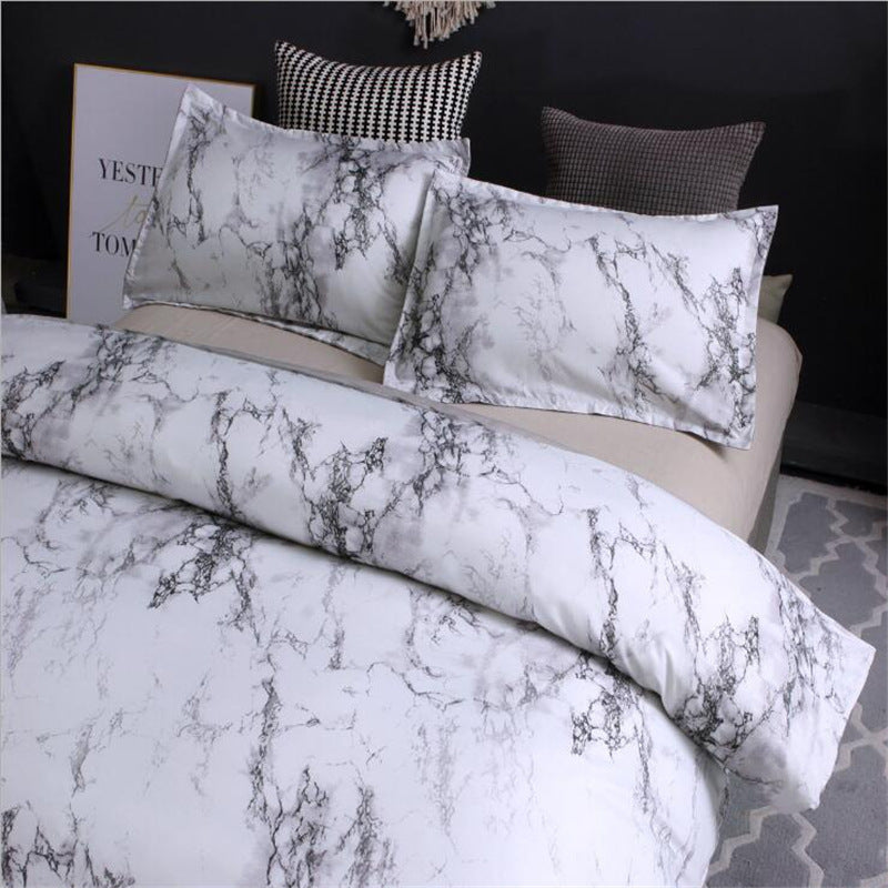 Marble Luxe Duvet Cover Set – 3 Piece Bedding with Pillowcases, Soft Polyester Twill