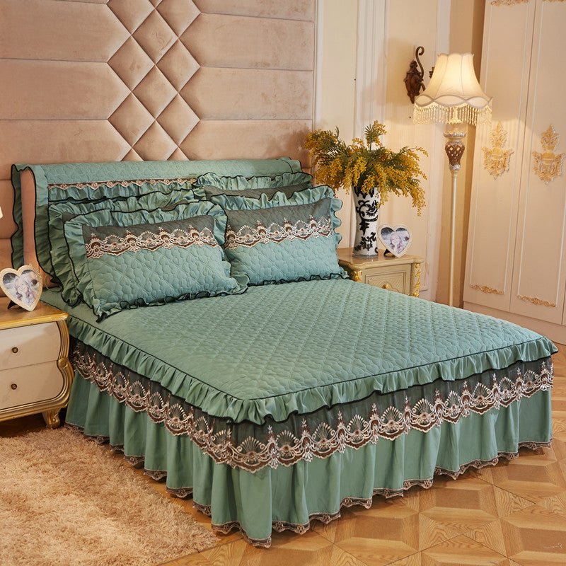 Elegant Skirted Non-Slip Bed Cover Set