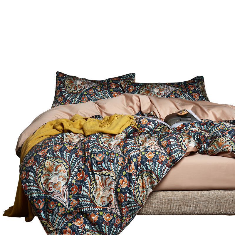 Floral Garden Pure Cotton 4-Piece Bedding Set – American Style Comfort & Elegance