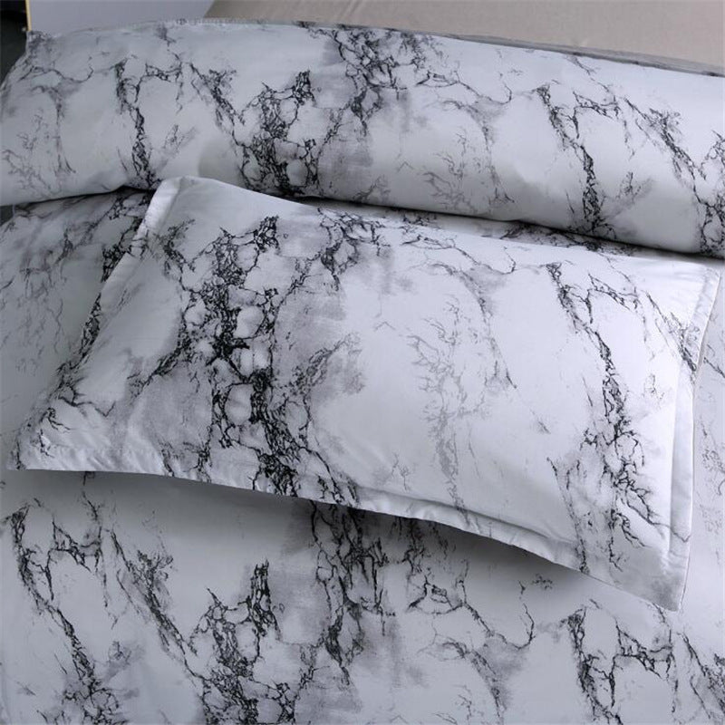 Marble Luxe Duvet Cover Set – 3 Piece Bedding with Pillowcases, Soft Polyester Twill