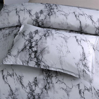 Marble Luxe Duvet Cover Set – 3 Piece Bedding with Pillowcases, Soft Polyester Twill