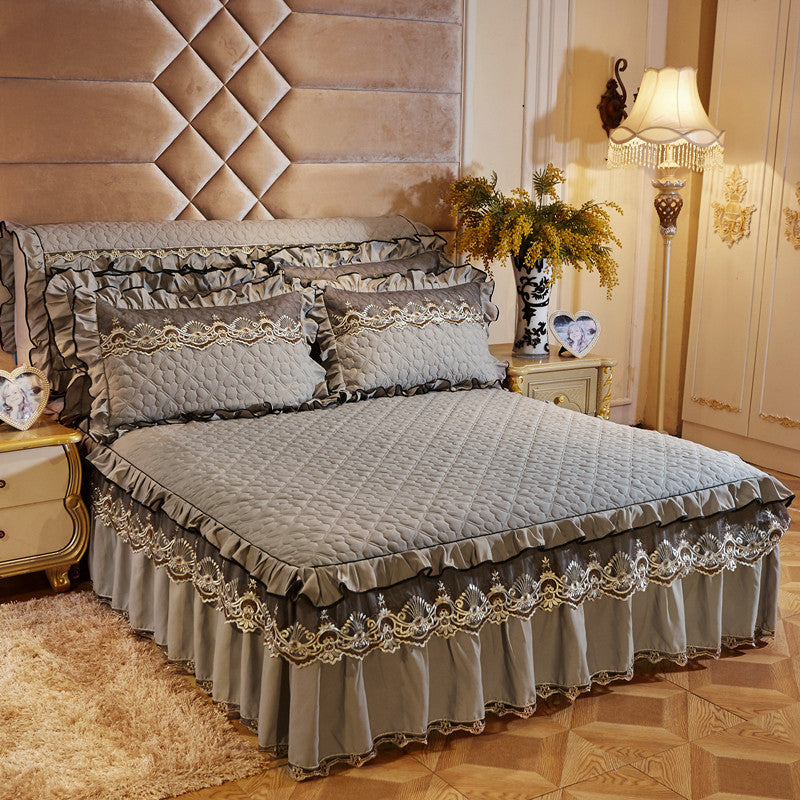 Elegant Skirted Non-Slip Bed Cover Set