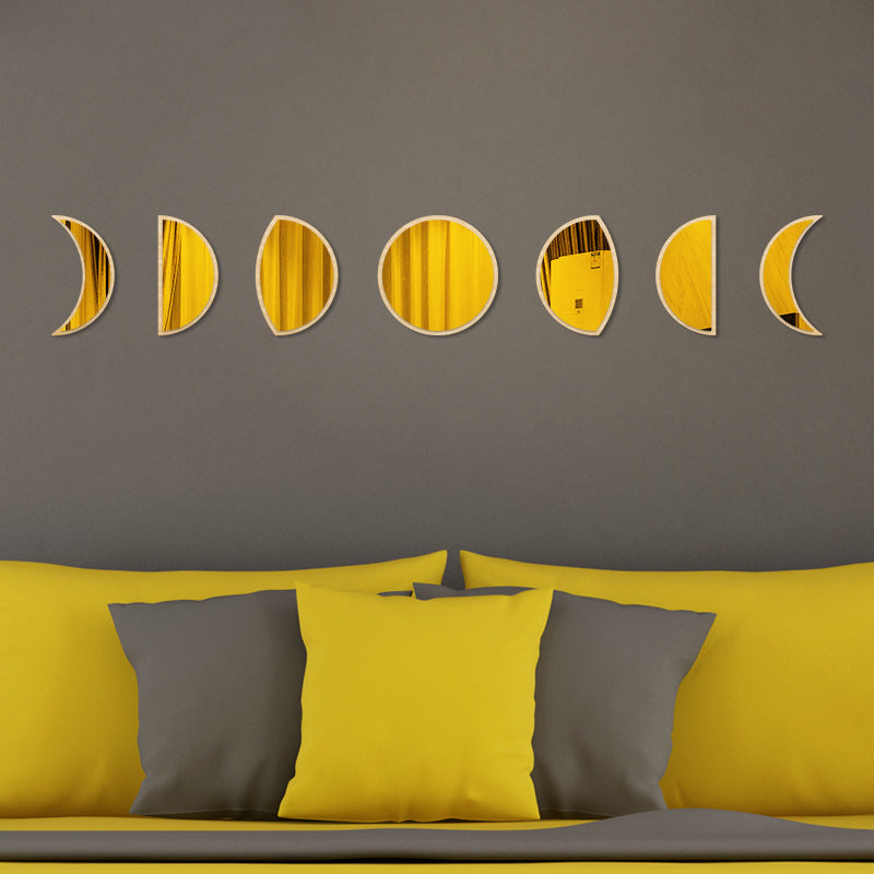 LunaPhases™ Nordic Mirror Wall Stickers – Moon Cycle Acrylic Decor Set