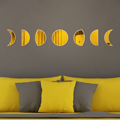 LunaPhases™ Nordic Mirror Wall Stickers – Moon Cycle Acrylic Decor Set