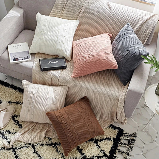 Nordic Cable Knit Pillow Cover