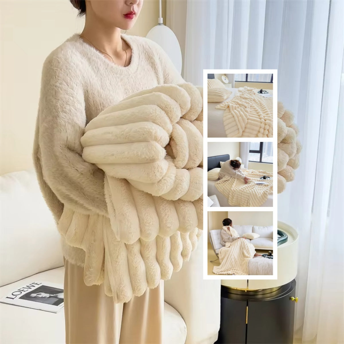 SnuggleSoft Bubble Faux Rabbit Fur Blanket