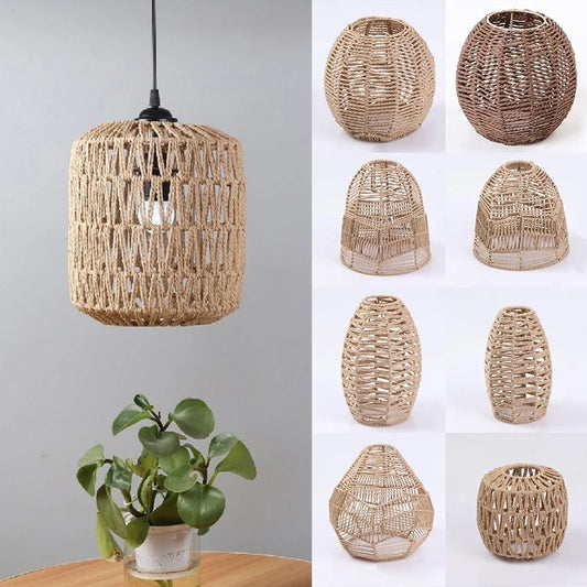 TerraGlow Woven Pendant Lamps – Handcrafted Paper String Shades