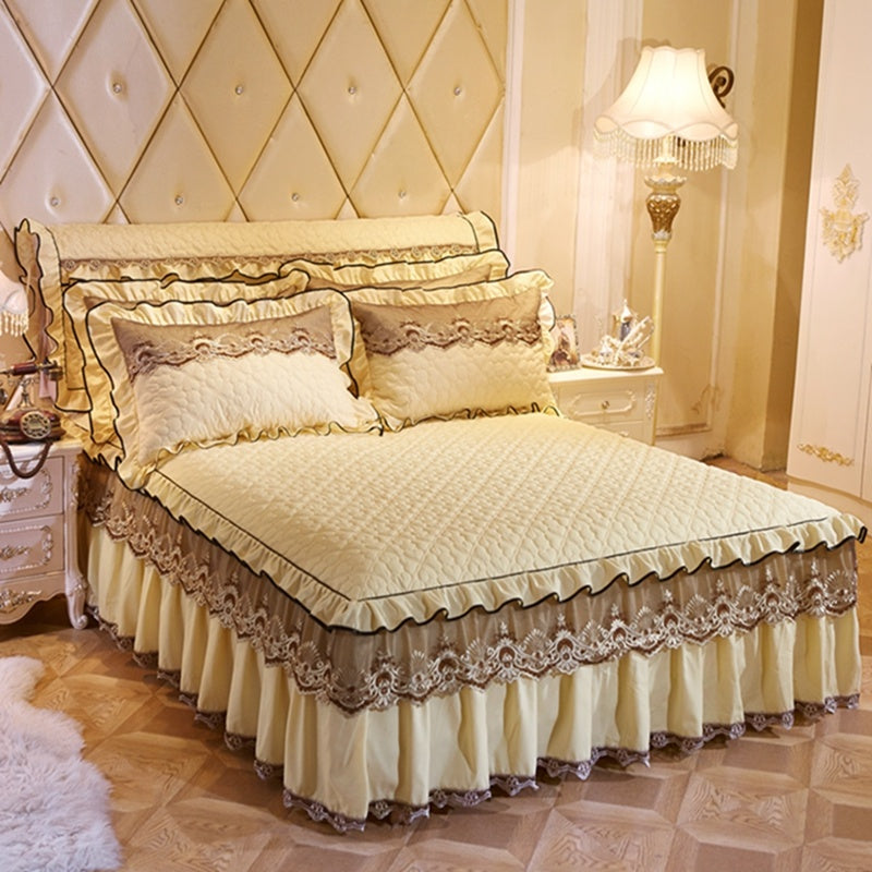 Elegant Skirted Non-Slip Bed Cover Set