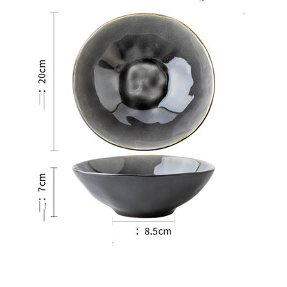 Retro Glazed Ceramic Bowl – Japanese Porcelain Noodle, Salad & Soup Bowl
