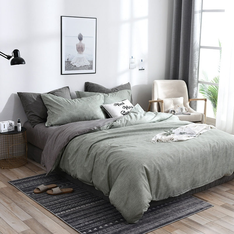 4-Piece Printed Bedding Set – Soft Sanded Cotton, Multiple Sizes