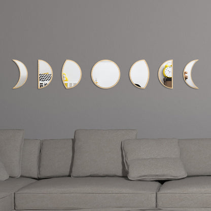 LunaPhases™ Nordic Mirror Wall Stickers – Moon Cycle Acrylic Decor Set
