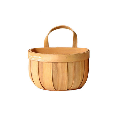 Vintage Woven Hanging Storage Baskets – Wall-Mounted Wooden Organizer