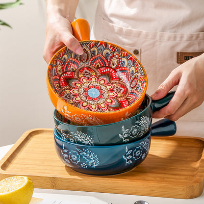 Floral Whispers — Vintage Glazed Handle Bowl (400ml)