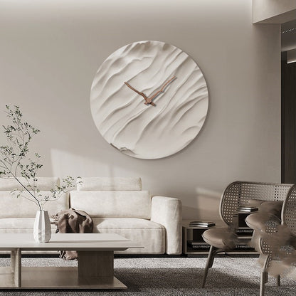 Aurora Carved Porcelain Wall Clock – Walnut Wood Hands