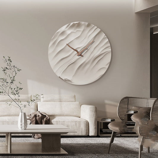 Aurora Carved Porcelain Wall Clock – Walnut Wood Hands