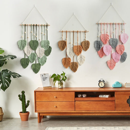 Boho Leaf Weave Wall Hanging