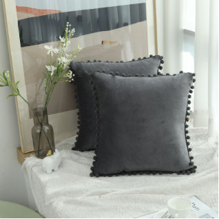 Velvet Pom-Pom Trim Cushion Cover Collection