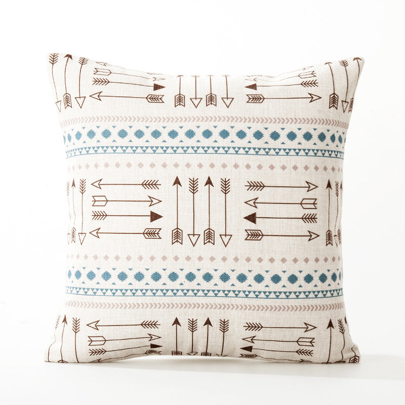 Beige and white geometric pillow cover with Nordic pattern