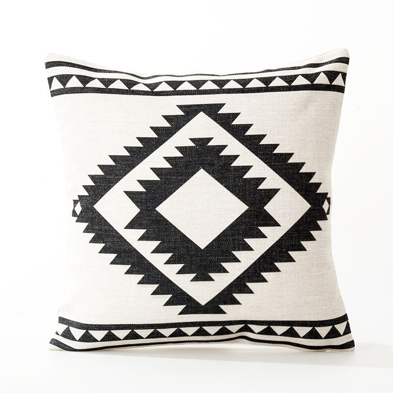 Black and white tribal geometric throw pillow case