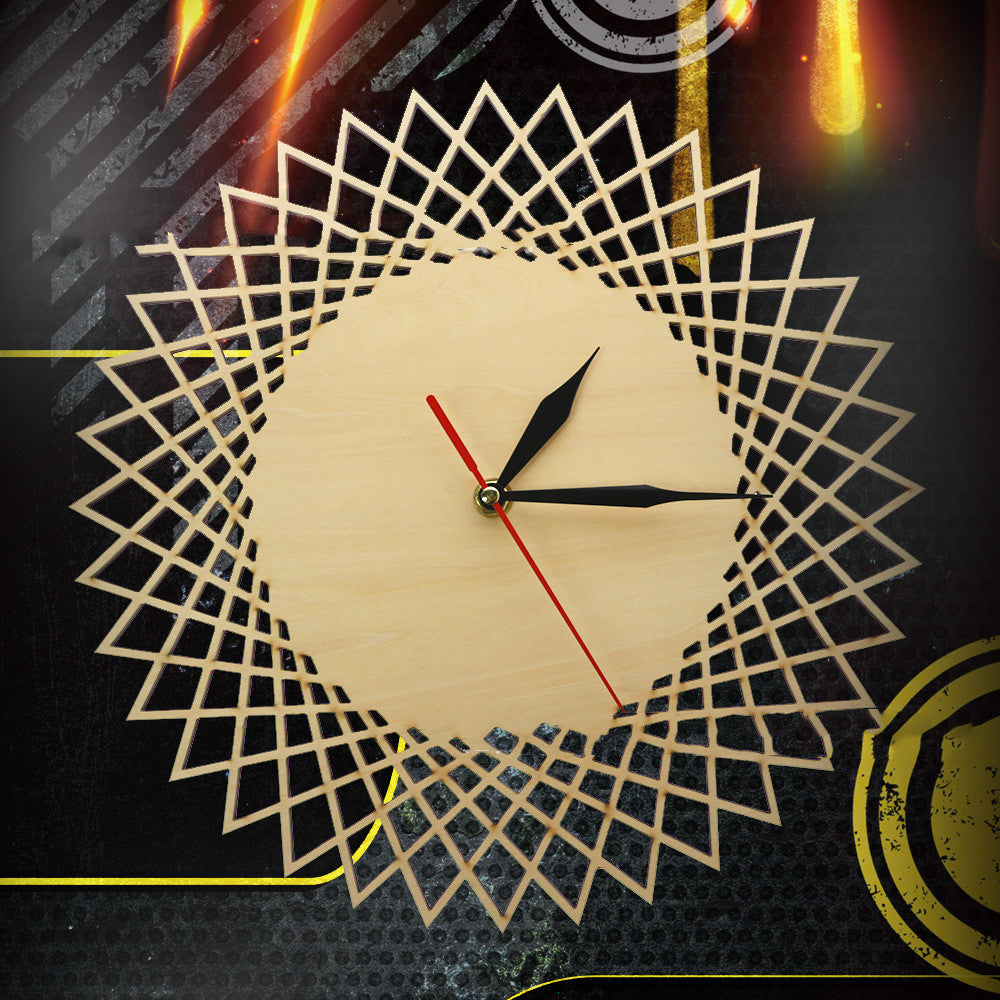 Decorative wooden wall clock with unique lattice pattern