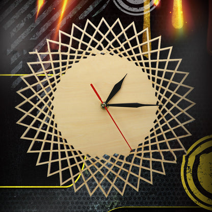 Decorative wooden wall clock with unique lattice pattern