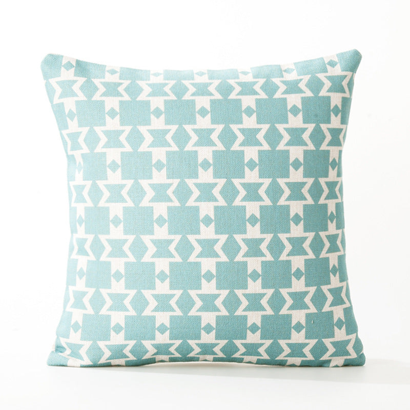 Light blue cross-pattern Nordic throw pillow cover
