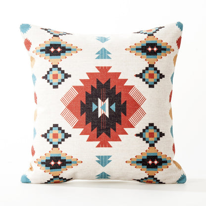 Multicolor geometric pillow cover with tribal design
